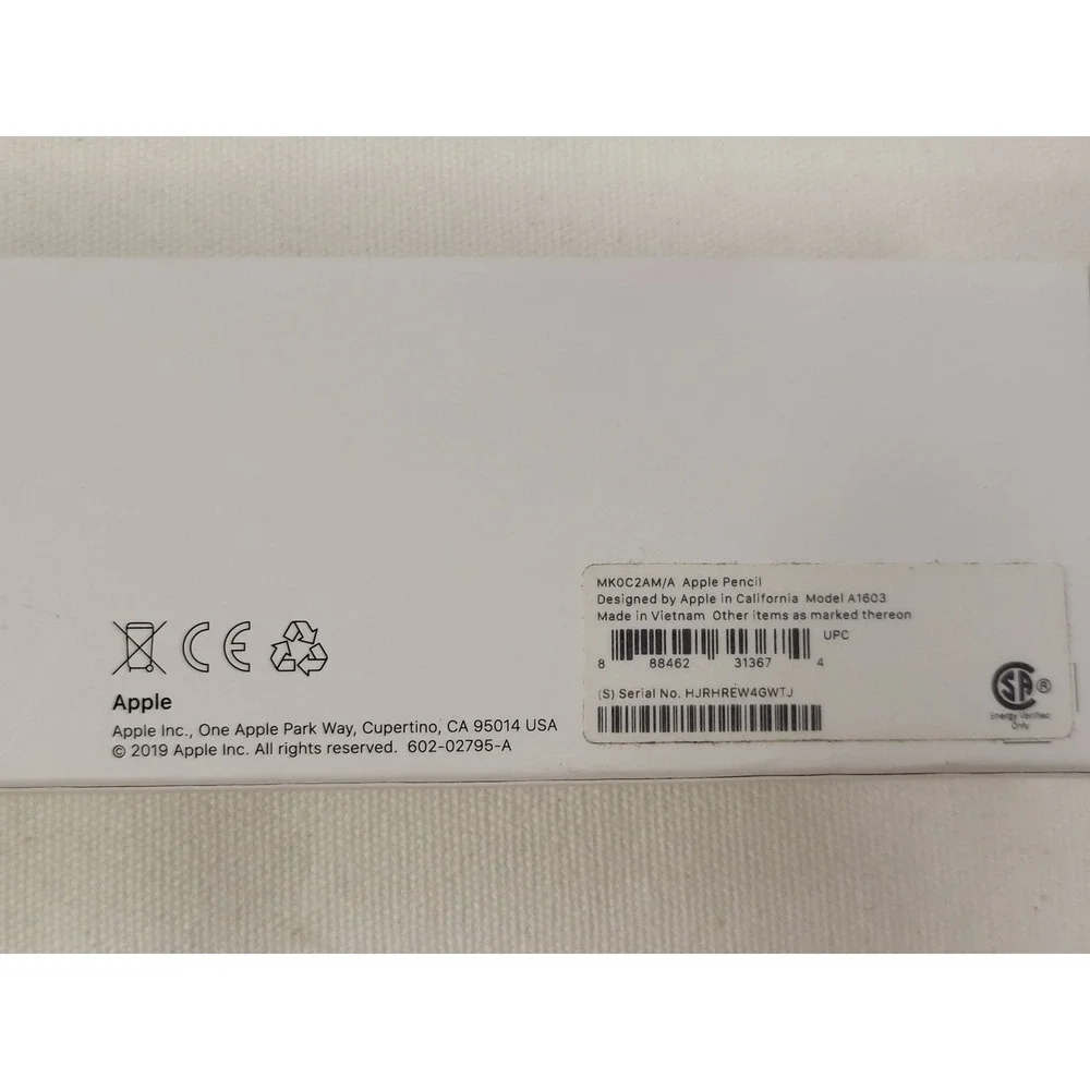 Apple Pencil 1st Gen Model A1603 White Stylus for iPad with Lightning Adapter